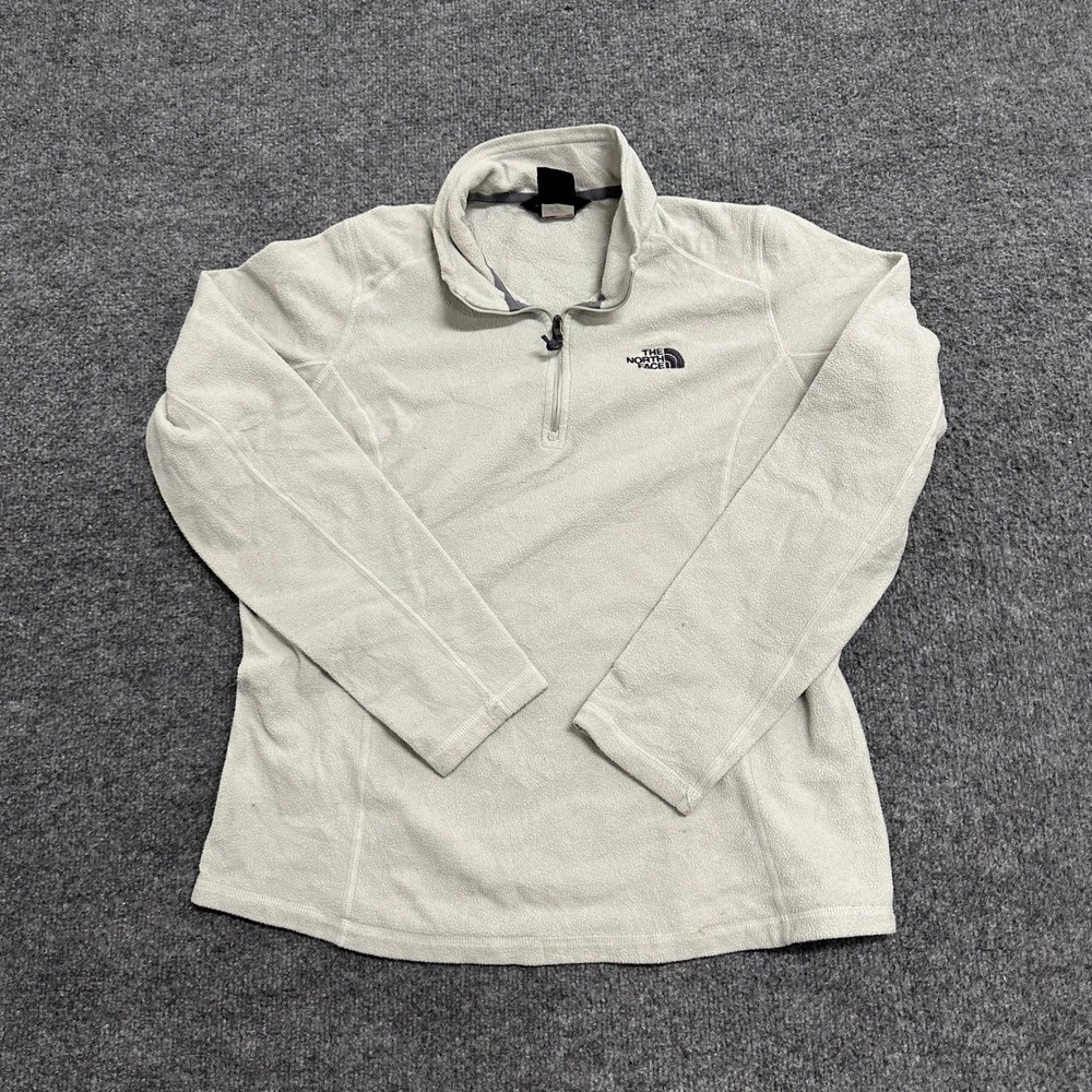 The North Face Fleece Pullover Womens Size L Beige Quarter Zip Mock Neck Outdoor